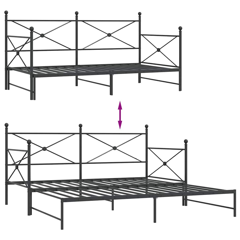 Slaapbank onderschuifbed zonder matras 100x200 cm staal zwart is nu te koop bij PeponiXL, paradijselijk wonen!