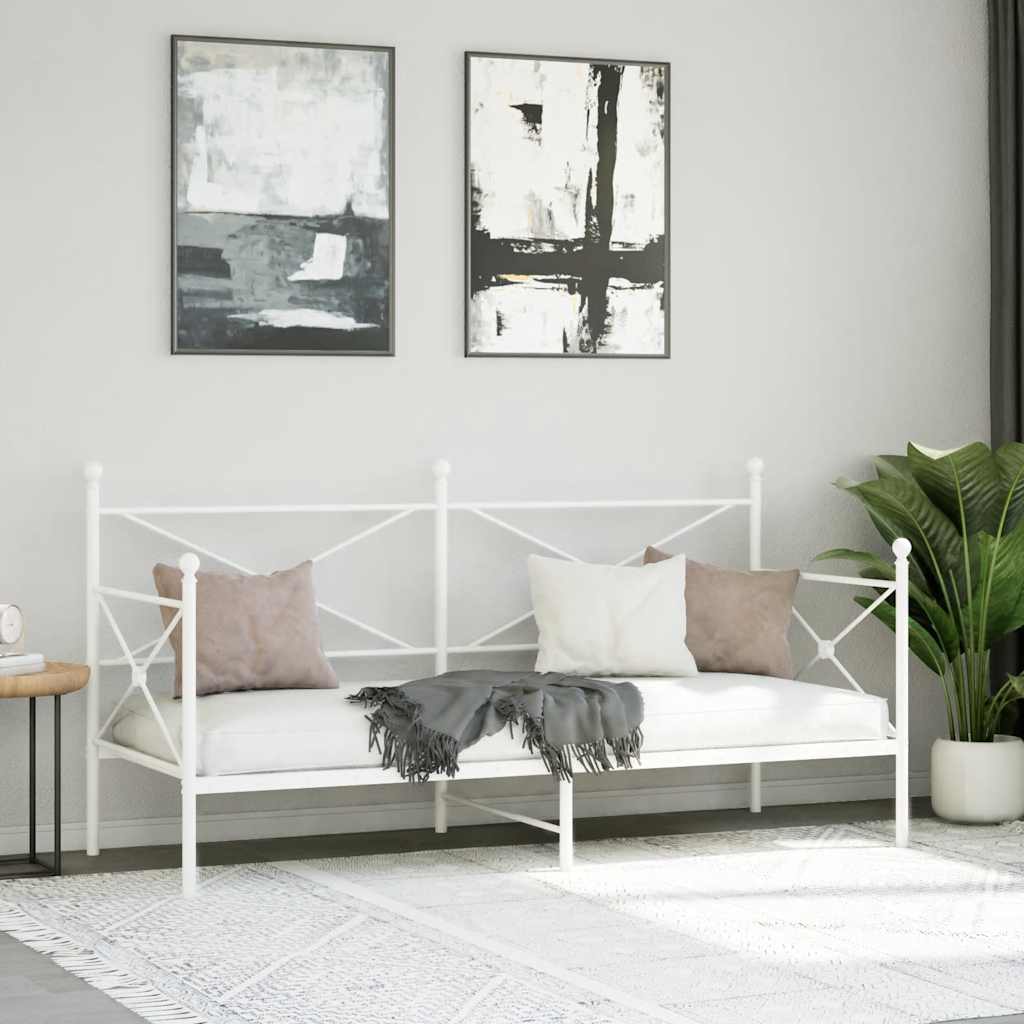 Slaapbank zonder matras 90x200 cm staal wit is nu te koop bij PeponiXL, paradijselijk wonen!