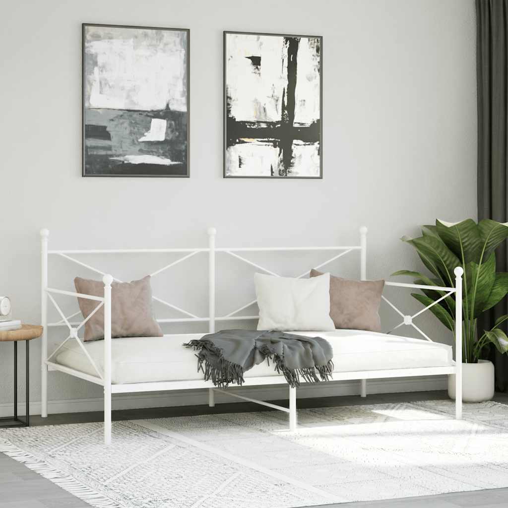 Slaapbank zonder matras 107x203 cm staal wit is nu te koop bij PeponiXL, paradijselijk wonen!
