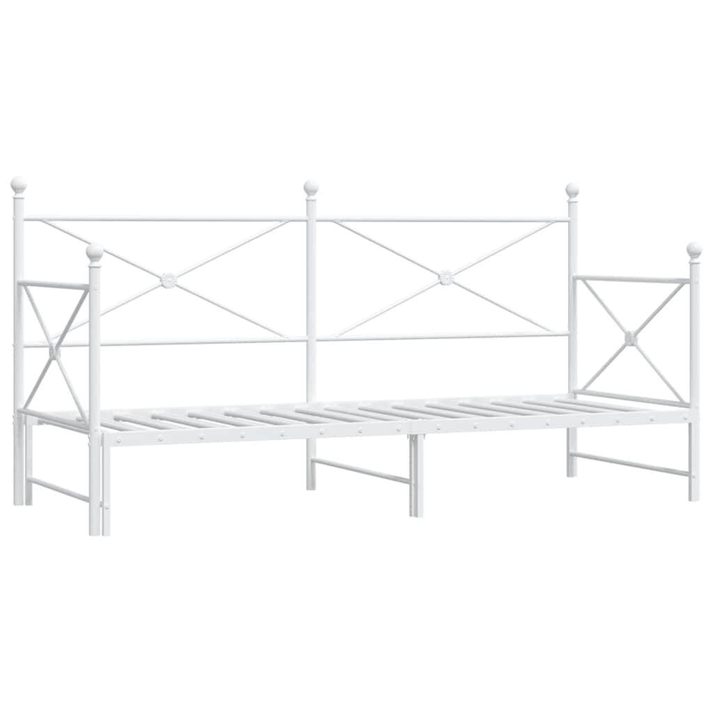 Slaapbank met onderschuifbed zonder matras 90x190 cm staal wit is nu te koop bij PeponiXL, paradijselijk wonen!