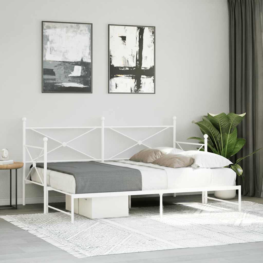 Slaapbank met onderschuifbed zonder matras 90x190 cm staal wit is nu te koop bij PeponiXL, paradijselijk wonen!