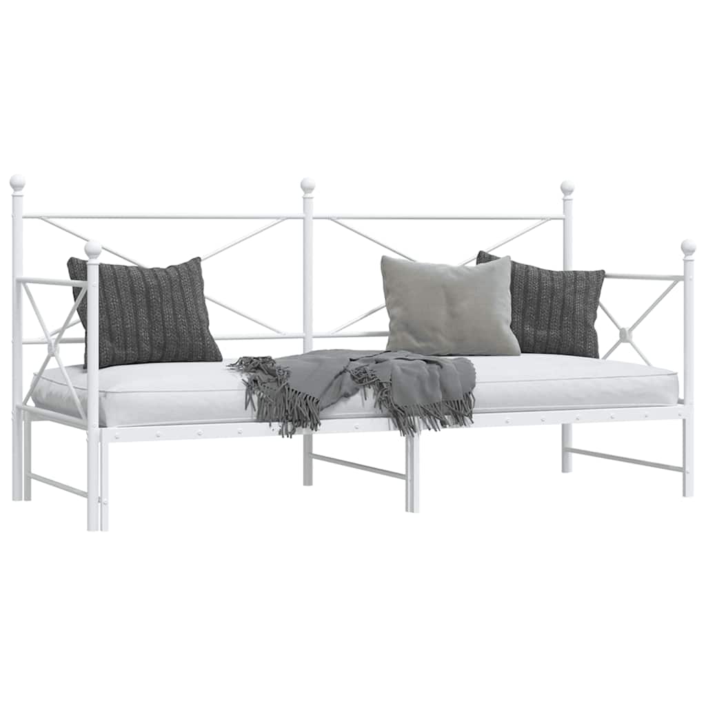 Slaapbank met onderschuifbed zonder matras 90x190 cm staal wit is nu te koop bij PeponiXL, paradijselijk wonen!