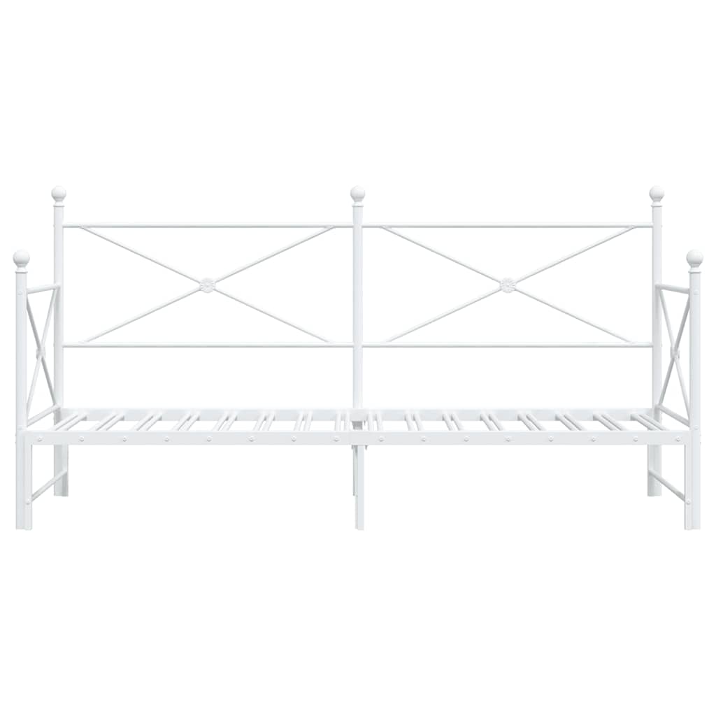 Slaapbank met onderschuifbed zonder matras 90x190 cm staal wit is nu te koop bij PeponiXL, paradijselijk wonen!