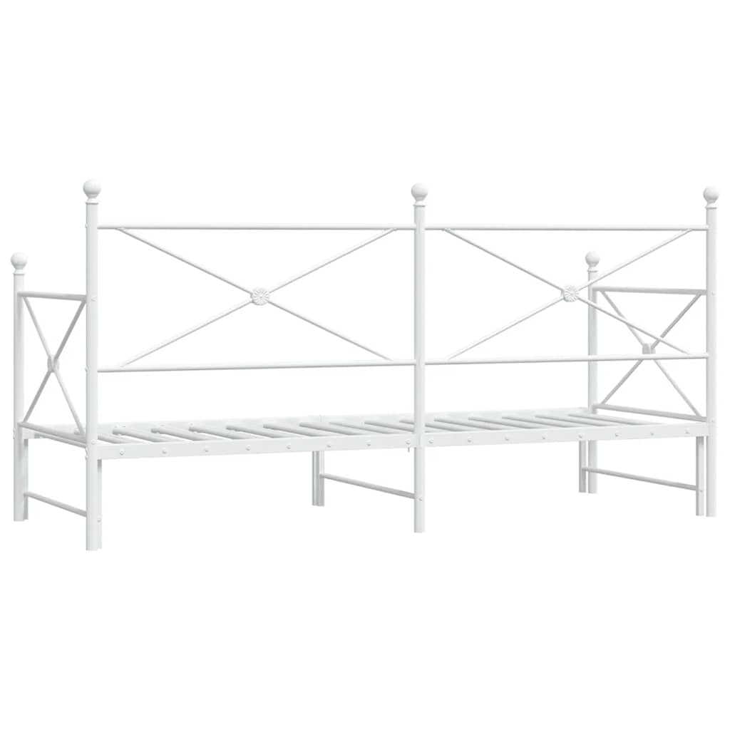 Slaapbank met onderschuifbed zonder matras 90x190 cm staal wit is nu te koop bij PeponiXL, paradijselijk wonen!