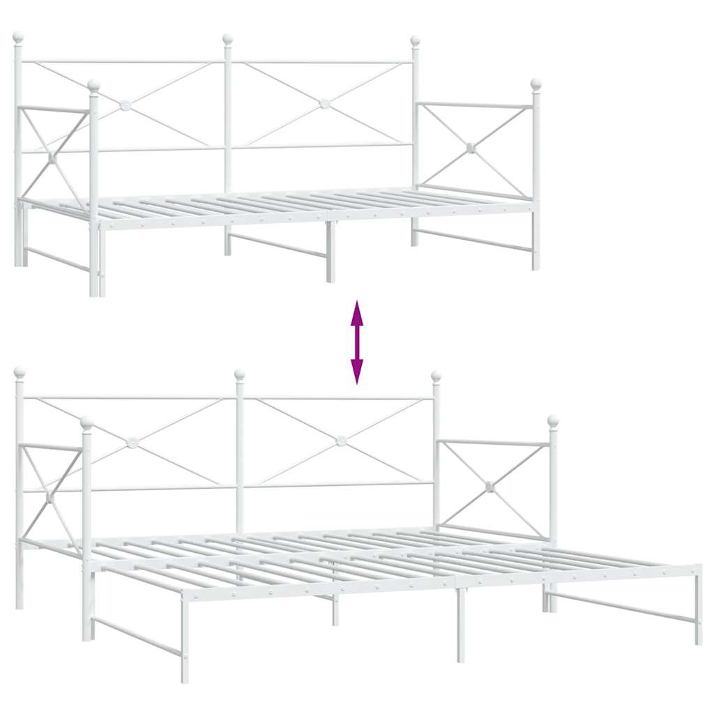 Slaapbank met onderschuifbed zonder matras 100x190 cm staal wit is nu te koop bij PeponiXL, paradijselijk wonen!