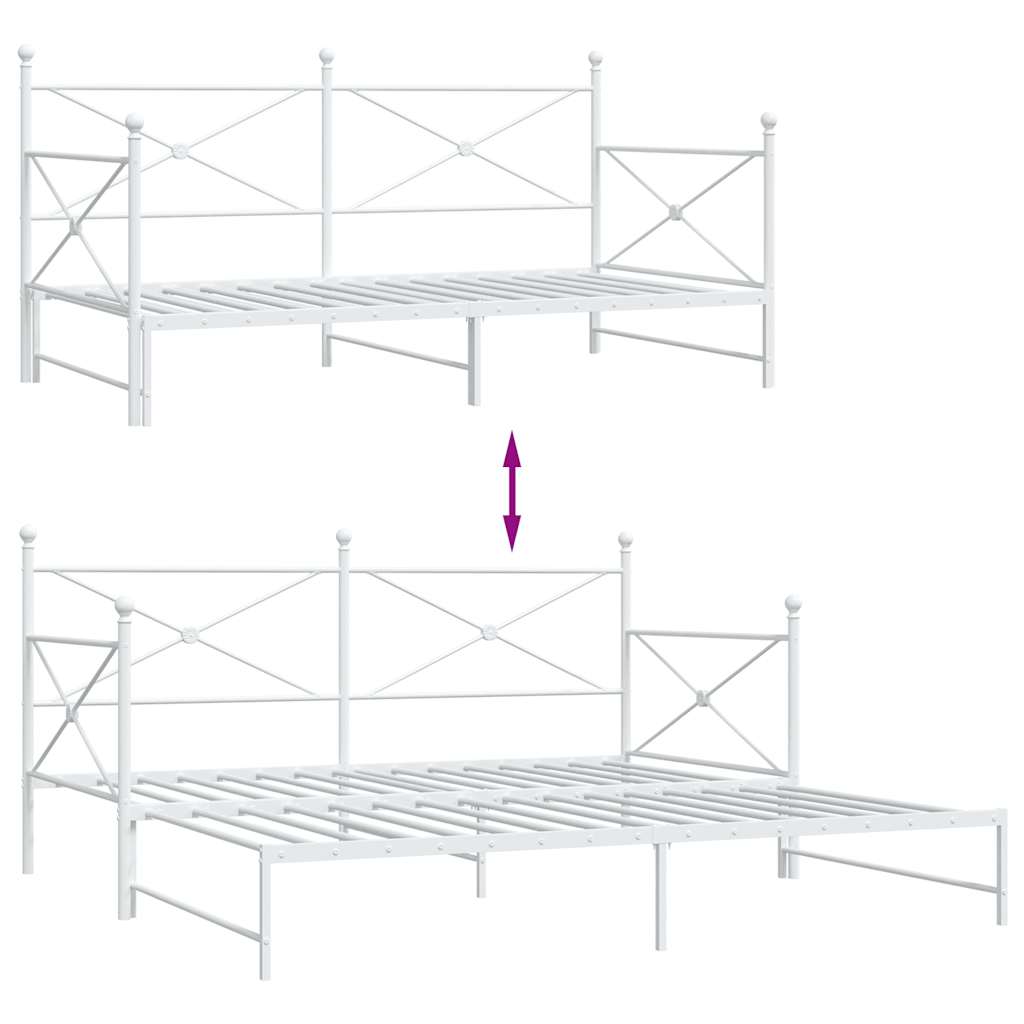 Slaapbank met onderschuifbed zonder matras 107x203 cm staal wit is nu te koop bij PeponiXL, paradijselijk wonen!