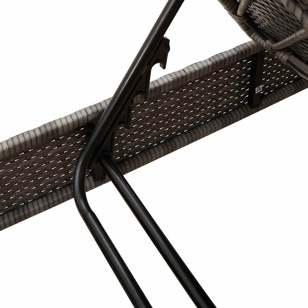 Ligstoel met kussens grijs 55x200x25,5cm polyrotan is nu te koop bij PeponiXL, paradijselijk wonen!