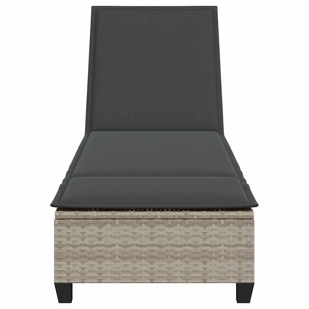 Ligstoel met kussens lichtgrijs 55x200x25,5cm polyrotan is nu te koop bij PeponiXL, paradijselijk wonen!