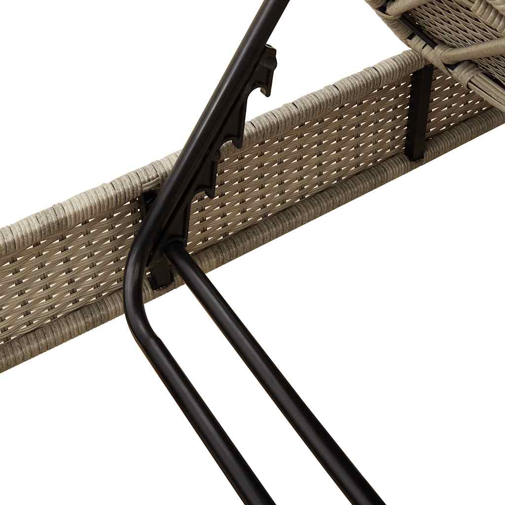 Ligstoel met kussens lichtgrijs 55x200x25,5cm polyrotan is nu te koop bij PeponiXL, paradijselijk wonen!