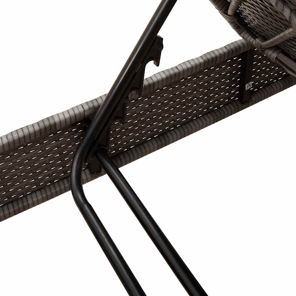 Ligstoel met kussens grijs 55x200x25,5cm polyrotan is nu te koop bij PeponiXL, paradijselijk wonen!