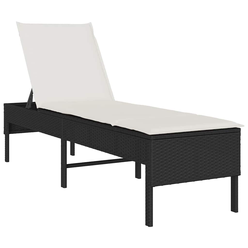 Ligstoel met kussen zwart 55x200x44cm polyrotan is nu te koop bij PeponiXL, paradijselijk wonen!