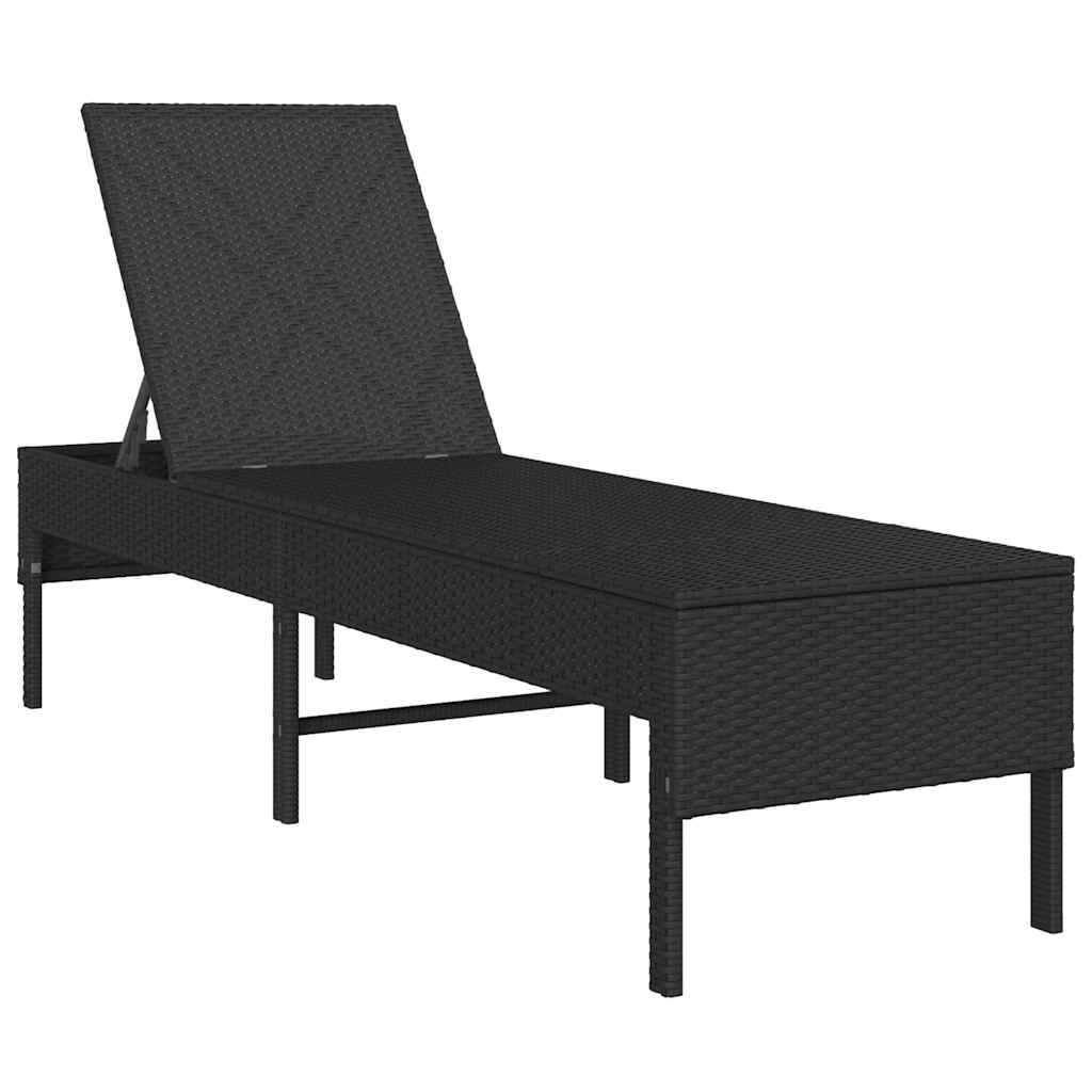 Ligstoel met kussen zwart 55x200x44cm polyrotan is nu te koop bij PeponiXL, paradijselijk wonen!