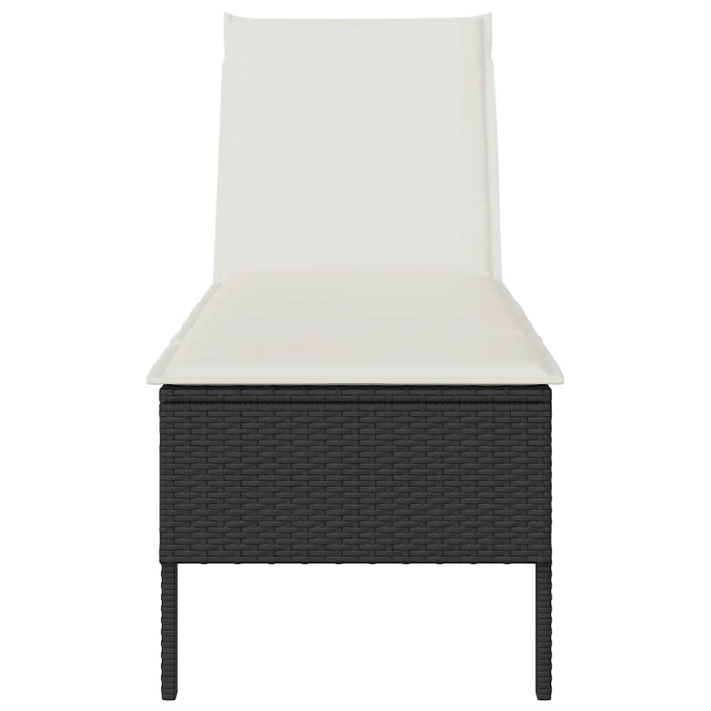 Ligstoel met kussen zwart 55x200x44cm polyrotan is nu te koop bij PeponiXL, paradijselijk wonen!