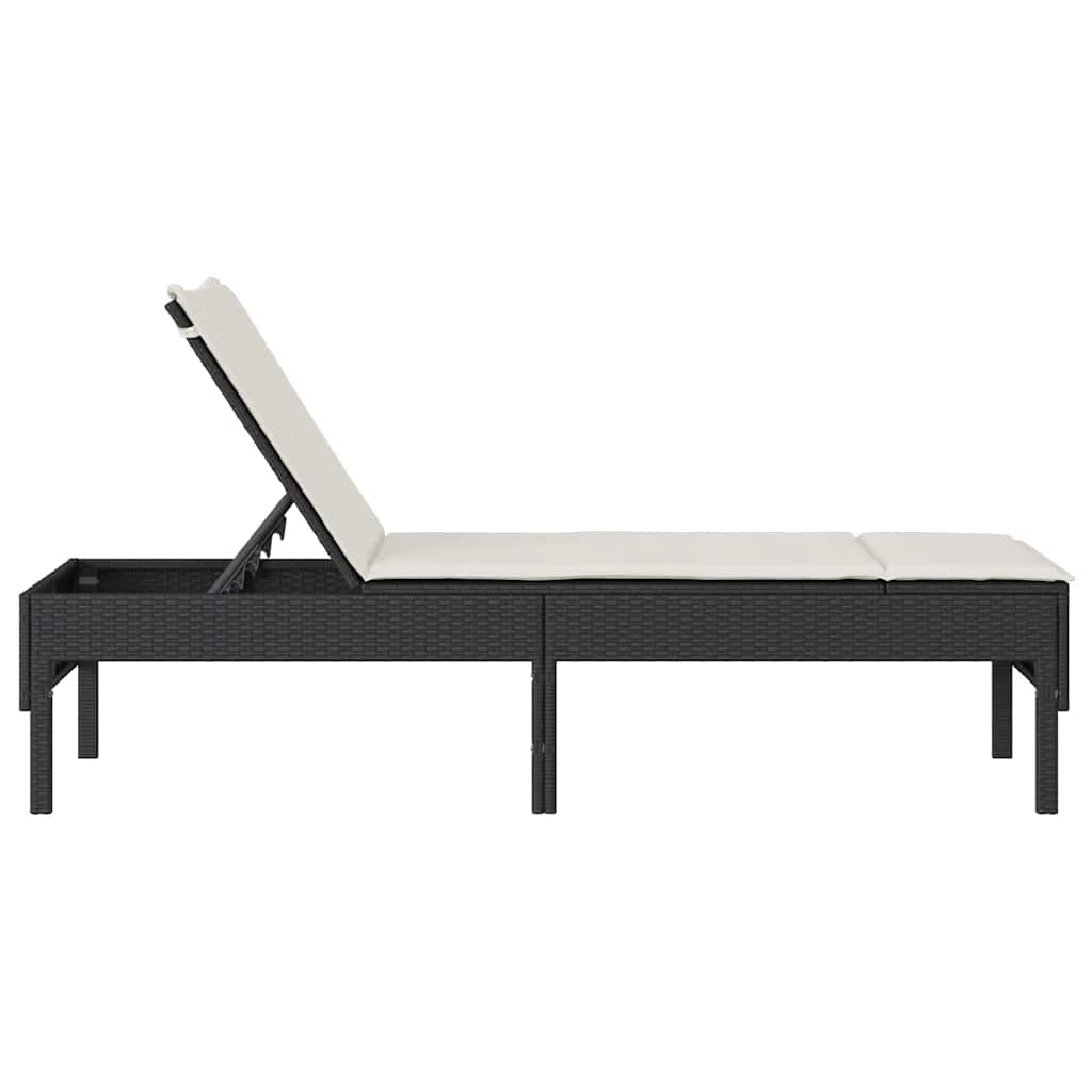 Ligstoel met kussen zwart 55x200x44cm polyrotan is nu te koop bij PeponiXL, paradijselijk wonen!
