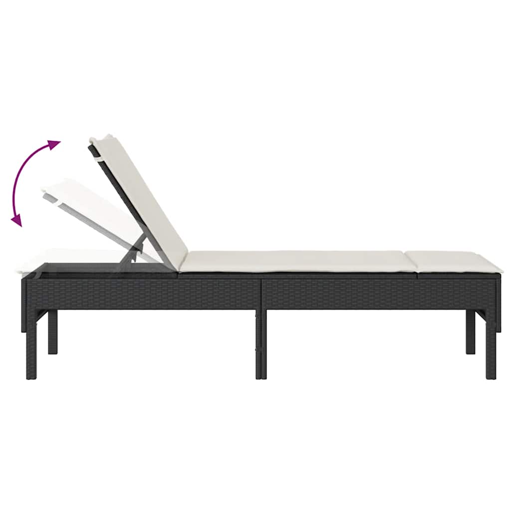 Ligstoel met kussen zwart 55x200x44cm polyrotan is nu te koop bij PeponiXL, paradijselijk wonen!