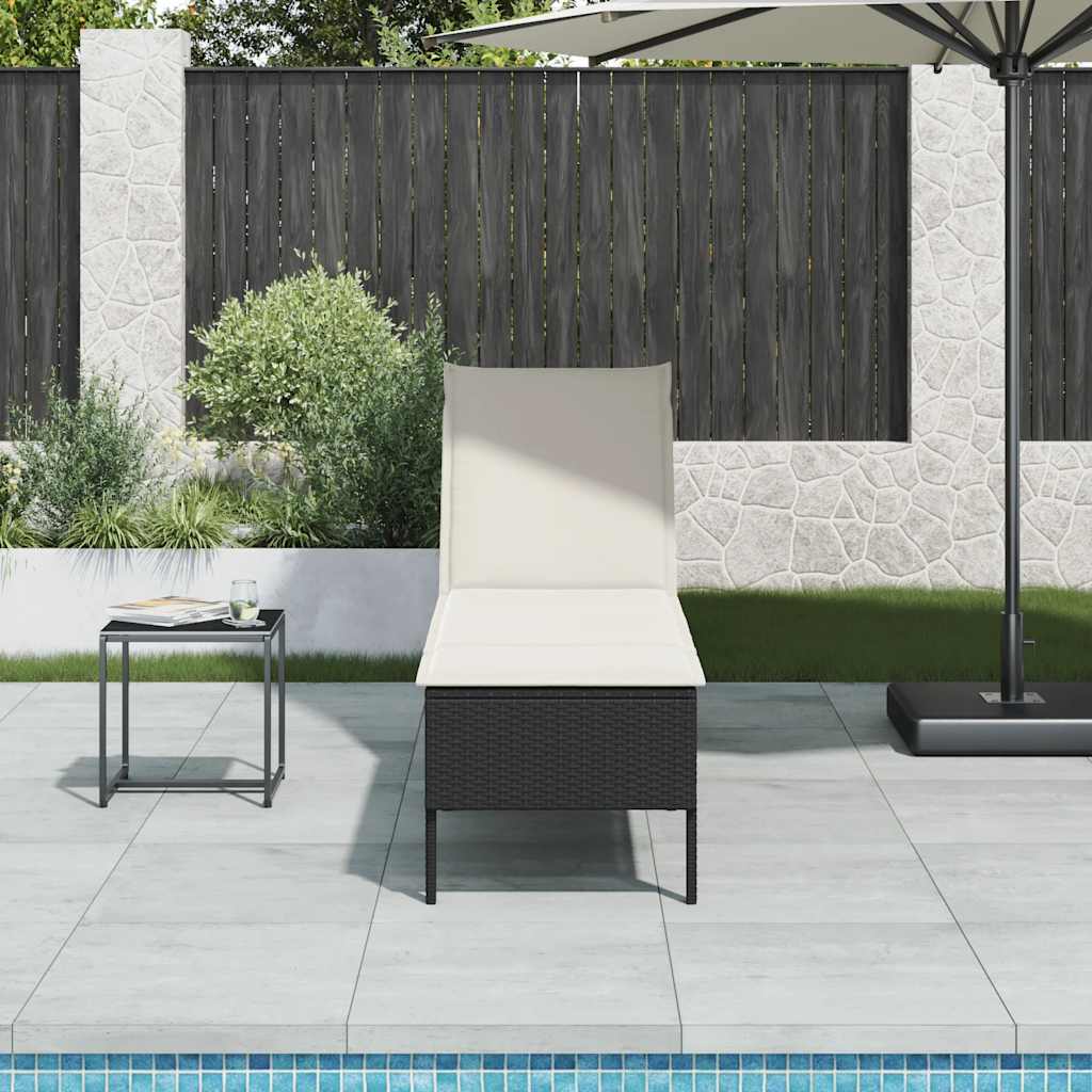 Ligstoel met kussen zwart 55x200x44cm polyrotan is nu te koop bij PeponiXL, paradijselijk wonen!