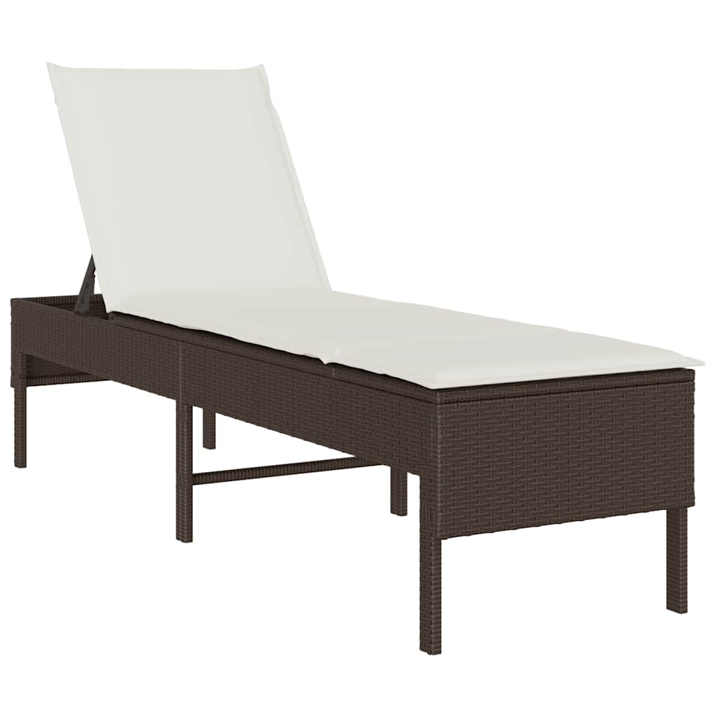 Ligstoel met kussen bruin 55x200x44cm polyrotan is nu te koop bij PeponiXL, paradijselijk wonen!
