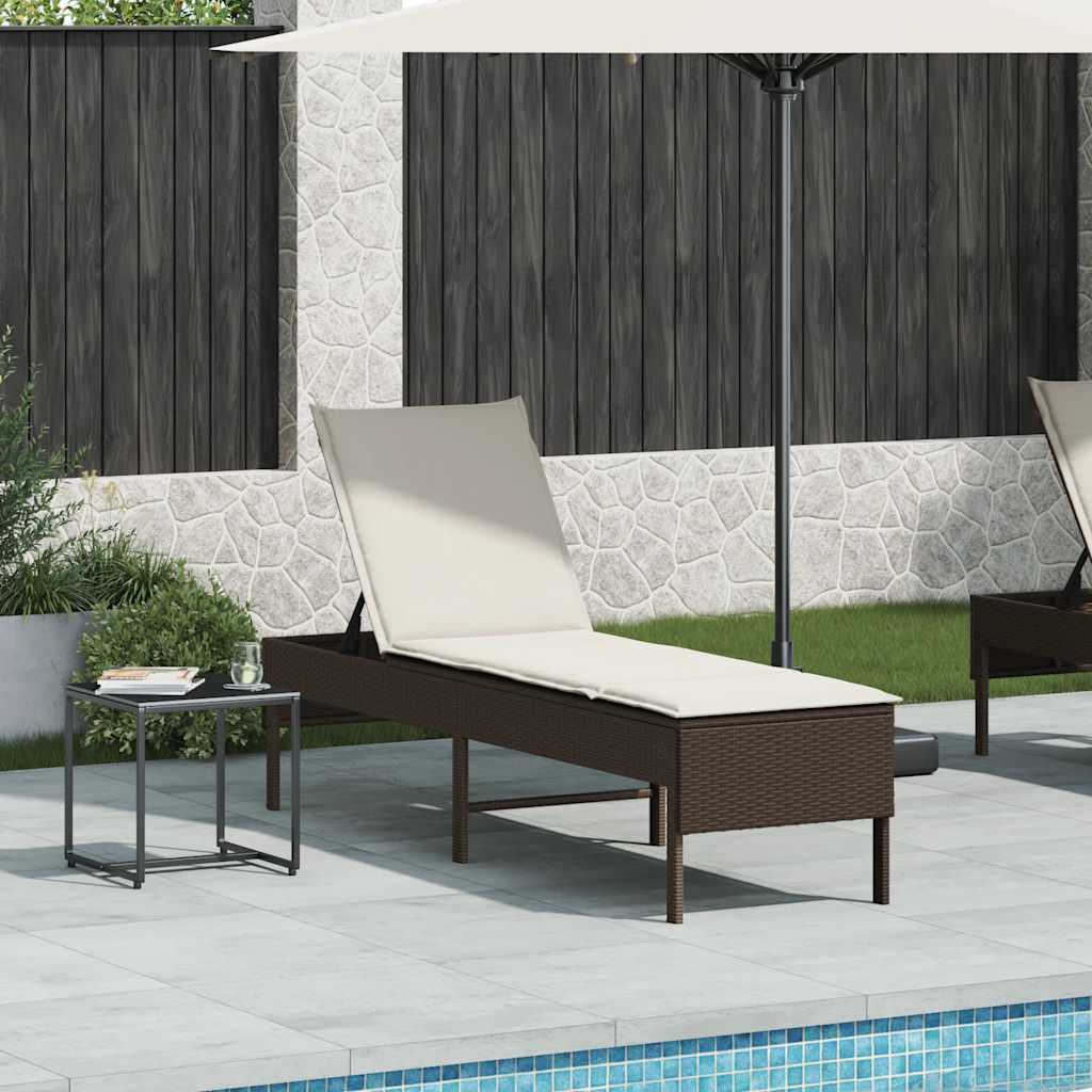Ligstoel met kussen bruin 55x200x44cm polyrotan is nu te koop bij PeponiXL, paradijselijk wonen!