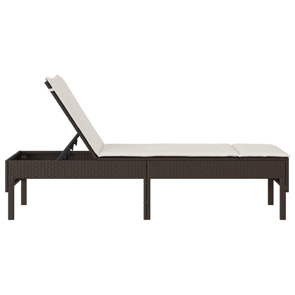Ligstoel met kussen bruin 55x200x44cm polyrotan is nu te koop bij PeponiXL, paradijselijk wonen!