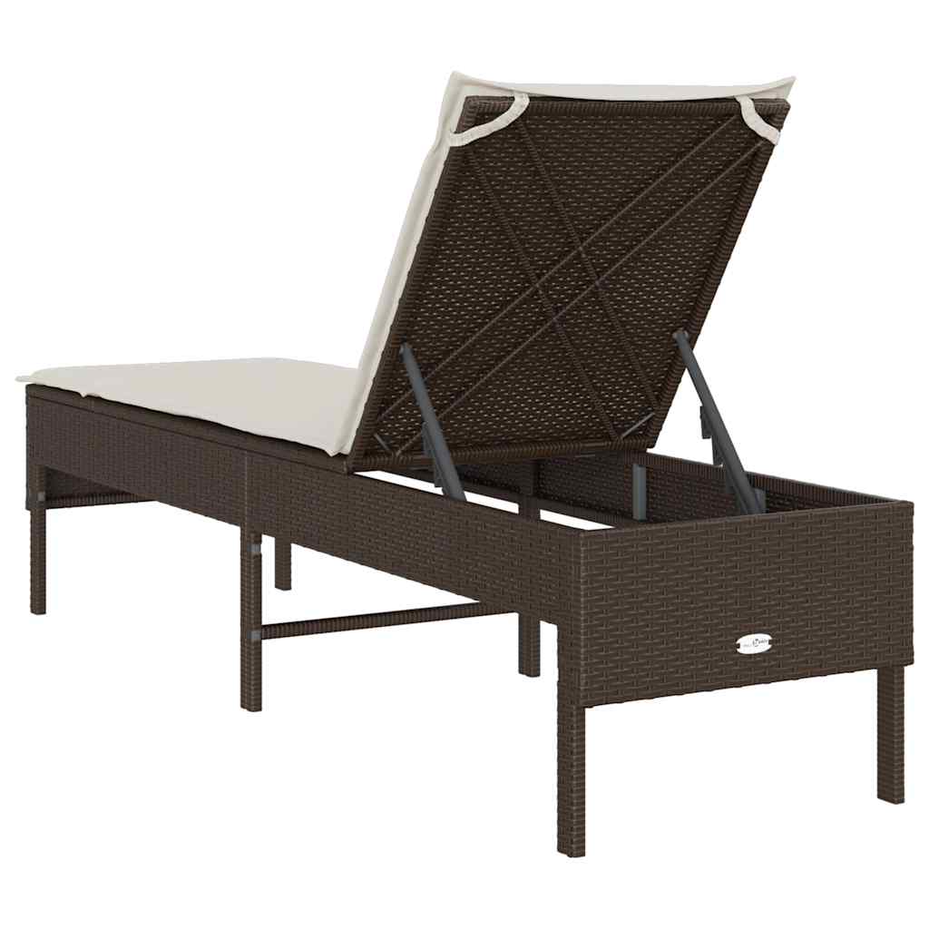 Ligstoel met kussen bruin 55x200x44cm polyrotan is nu te koop bij PeponiXL, paradijselijk wonen!