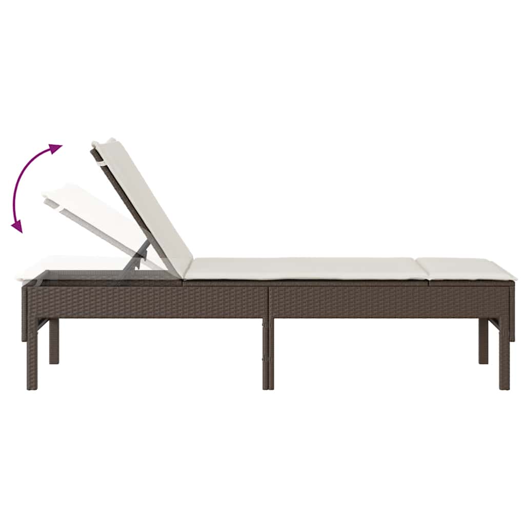 Ligstoel met kussen bruin 55x200x44cm polyrotan is nu te koop bij PeponiXL, paradijselijk wonen!