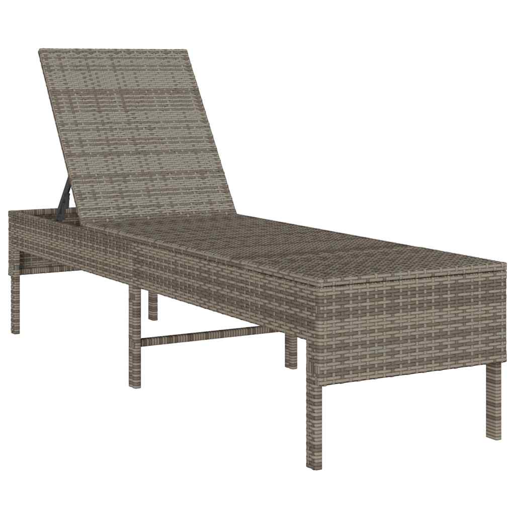 Ligstoel met kussen grijs 55x200x44cm polyrotan is nu te koop bij PeponiXL, paradijselijk wonen!