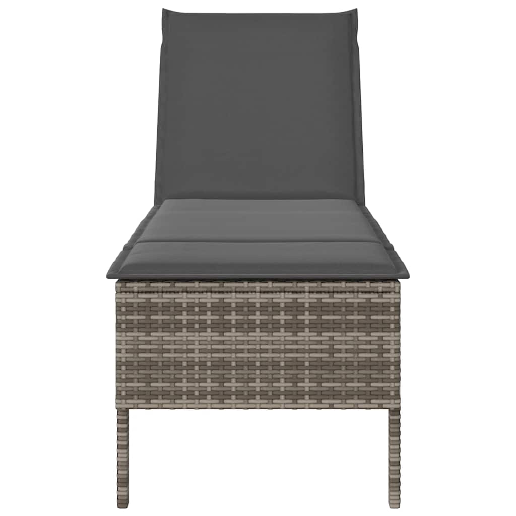 Ligstoel met kussen grijs 55x200x44cm polyrotan is nu te koop bij PeponiXL, paradijselijk wonen!