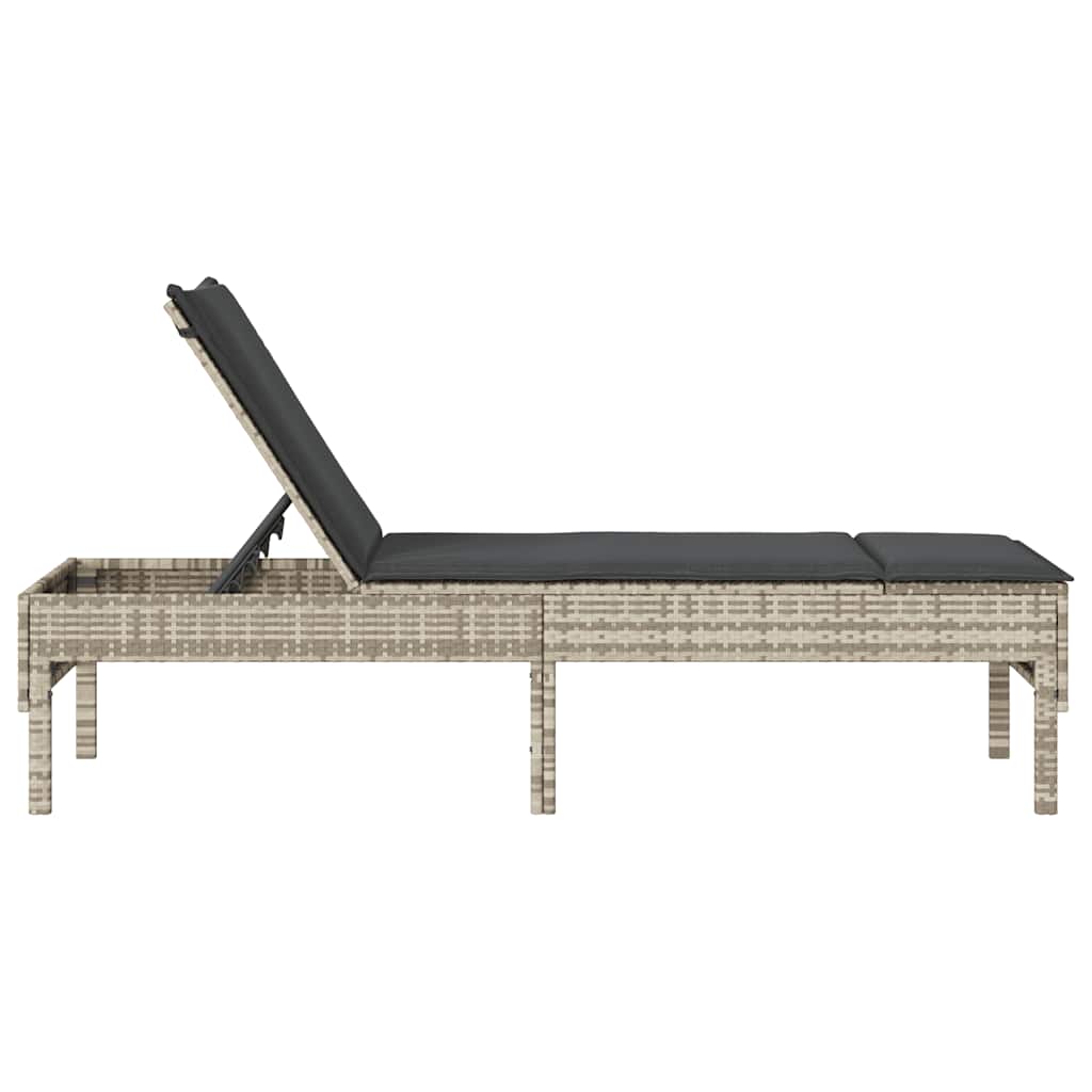 Ligstoel met kussen lichtgrijs 55x200x44cm polyrotan is nu te koop bij PeponiXL, paradijselijk wonen!