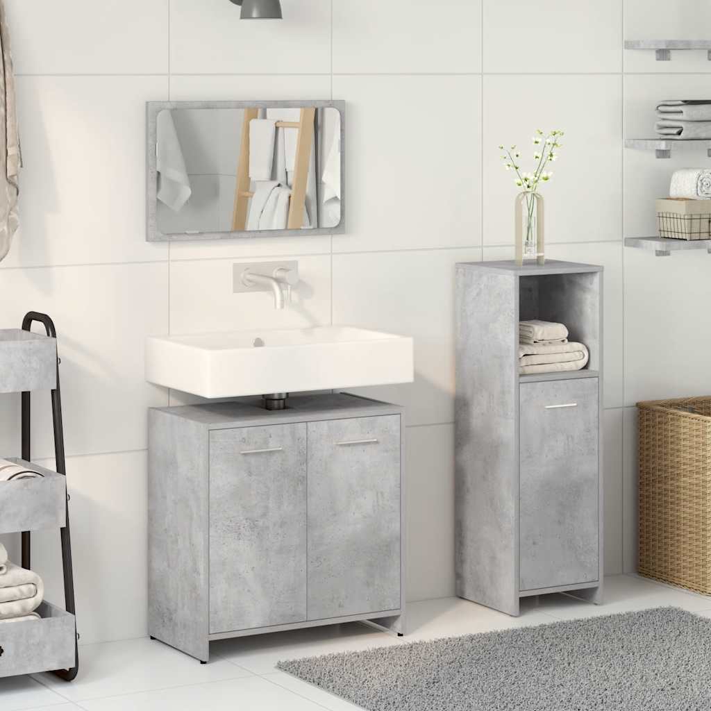 3-delige Badkamermeubelset bewerkt hout betongrijs is nu te koop bij PeponiXL, paradijselijk wonen!
