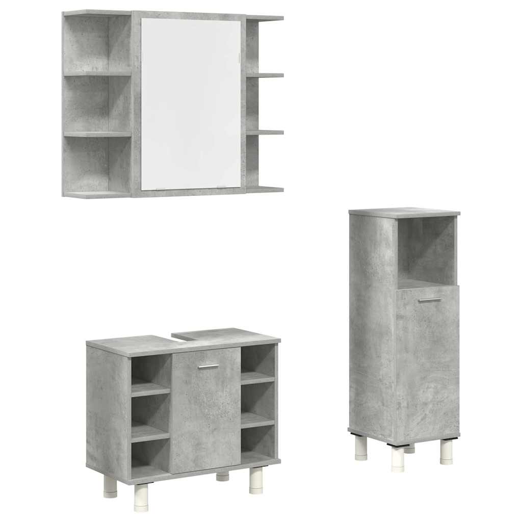 3-delige Badkamermeubelset bewerkt hout betongrijs is nu te koop bij PeponiXL, paradijselijk wonen!