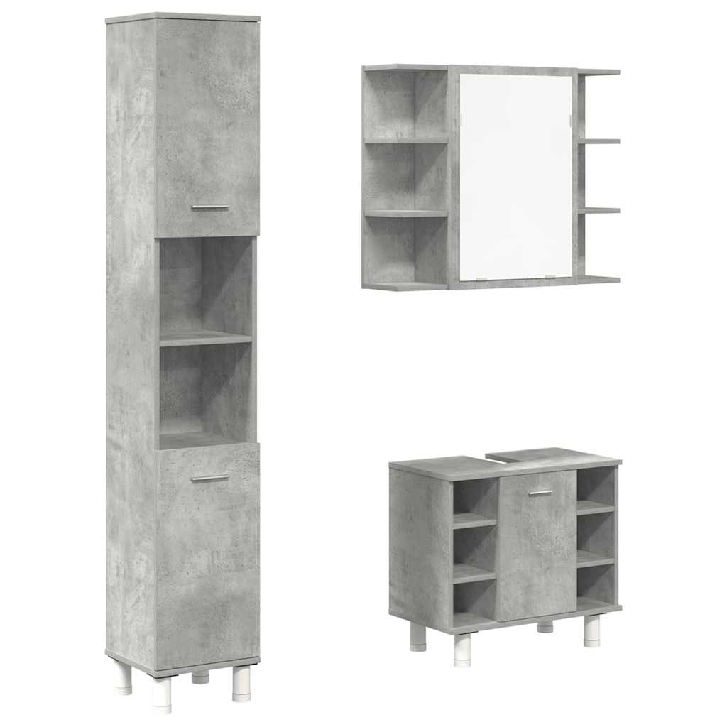 3-delige Badkamermeubelset bewerkt hout betongrijs is nu te koop bij PeponiXL, paradijselijk wonen!