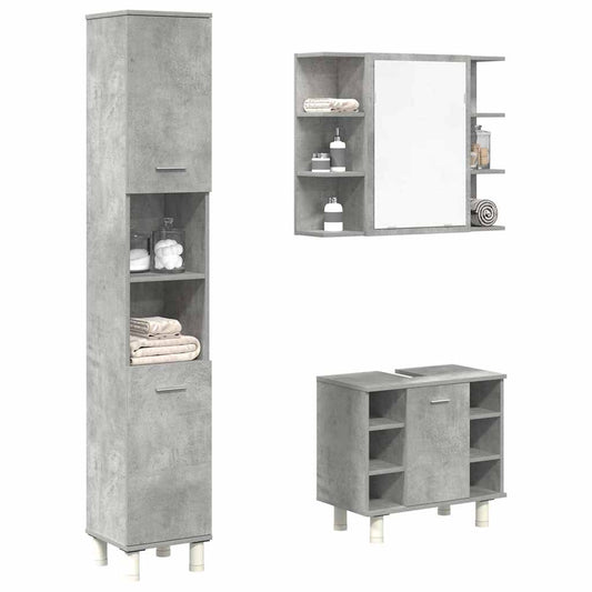 3-delige Badkamermeubelset bewerkt hout betongrijs is nu te koop bij PeponiXL, paradijselijk wonen!