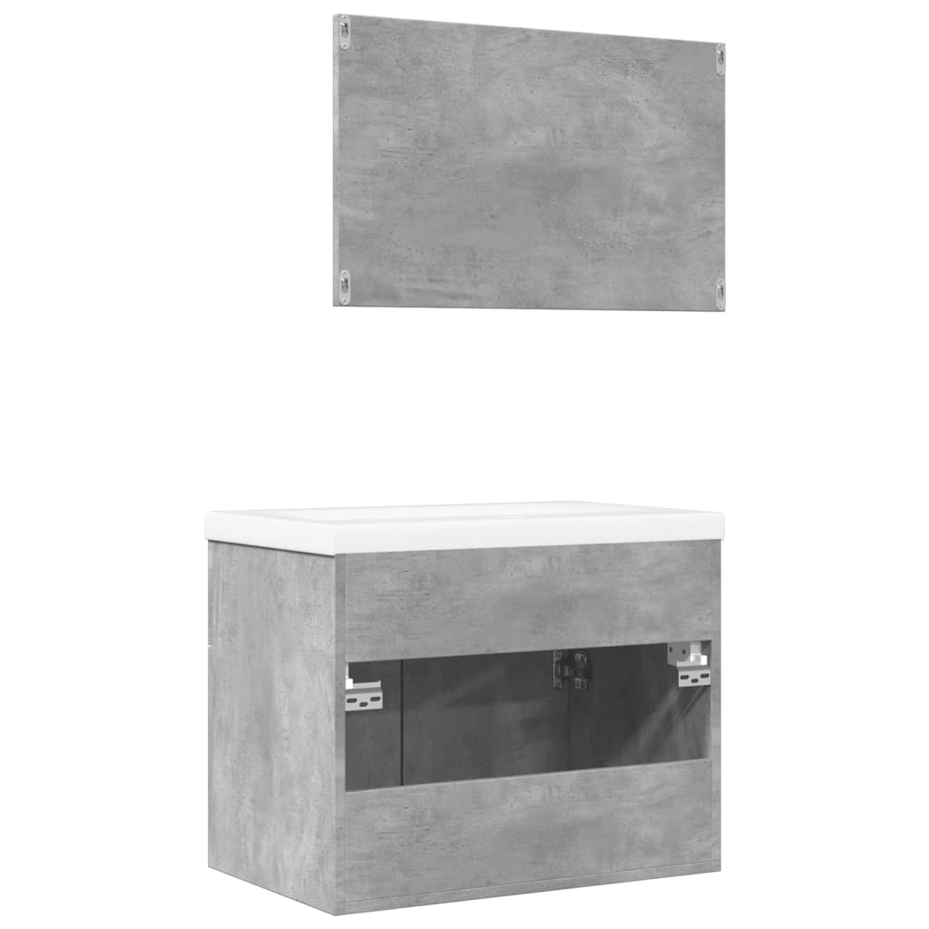 3-delige Badkamermeubelset bewerkt hout betongrijs is nu te koop bij PeponiXL, paradijselijk wonen!