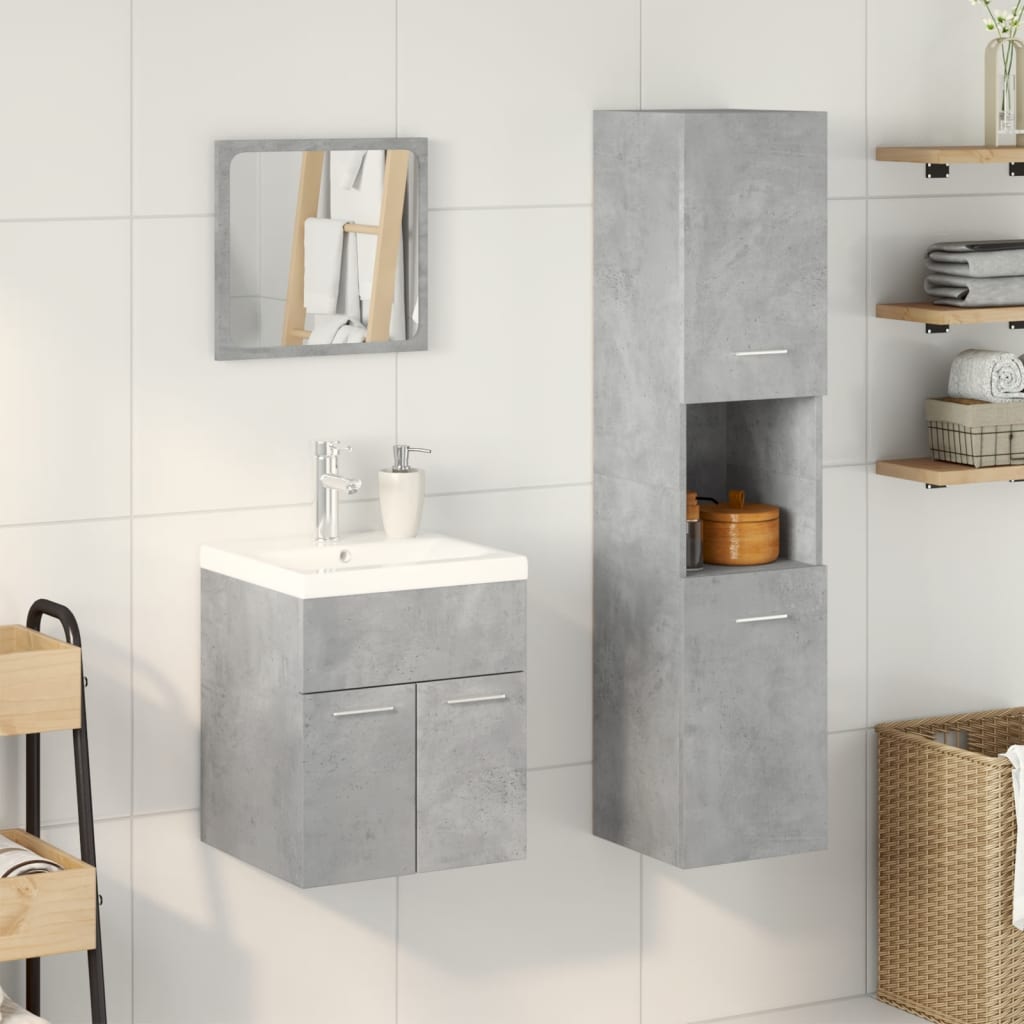 3-delige Badkamermeubelset bewerkt hout betongrijs is nu te koop bij PeponiXL, paradijselijk wonen!