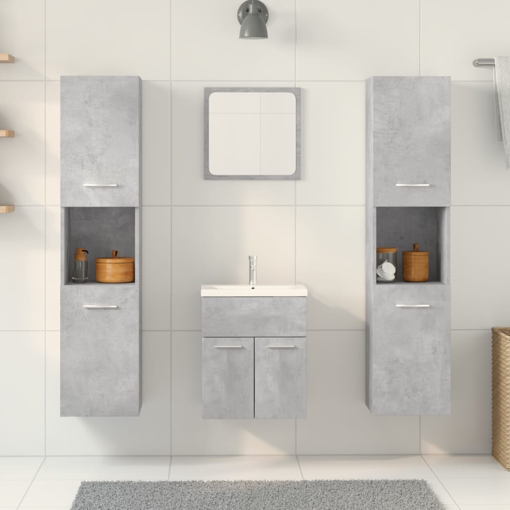 4-delige Badkamermeubelset bewerkt hout betongrijs is nu te koop bij PeponiXL, paradijselijk wonen!