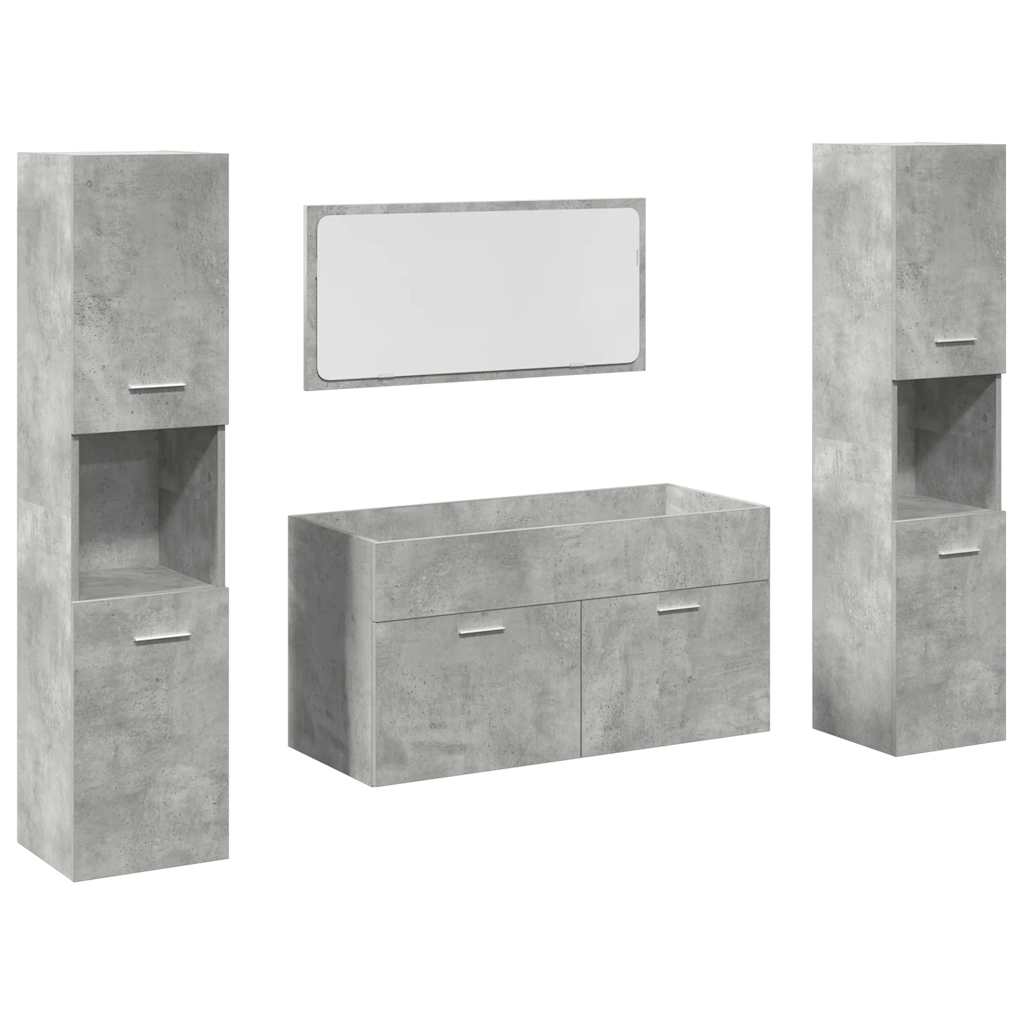 4-delige Badkamermeubelset bewerkt hout betongrijs is nu te koop bij PeponiXL, paradijselijk wonen!