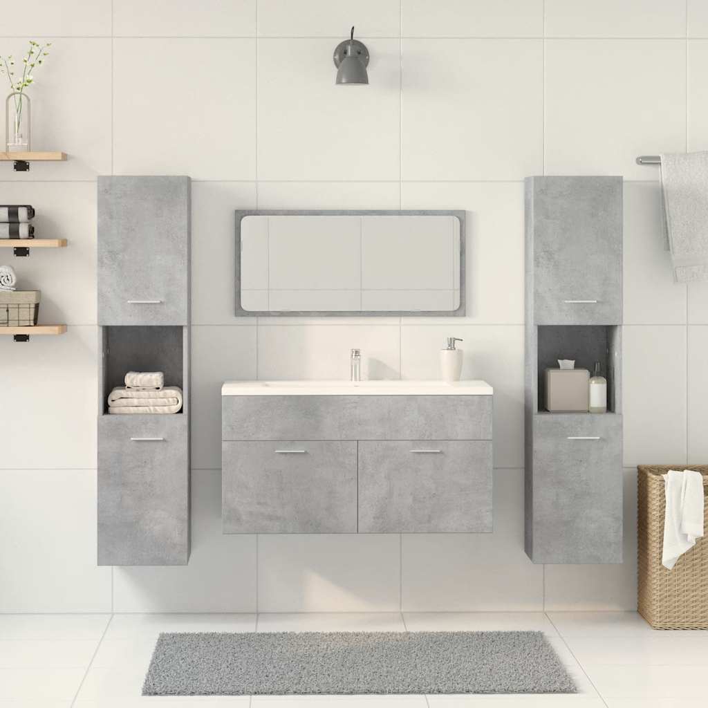 4-delige Badkamermeubelset bewerkt hout betongrijs is nu te koop bij PeponiXL, paradijselijk wonen!