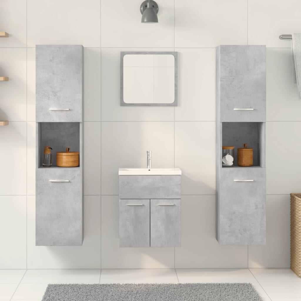 5-delige Badkamermeubelset bewerkt hout betongrijs is nu te koop bij PeponiXL, paradijselijk wonen!