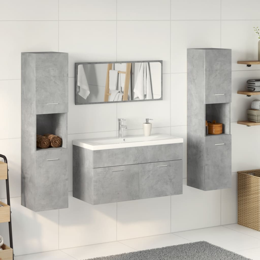 5-delige Badkamermeubelset bewerkt hout betongrijs is nu te koop bij PeponiXL, paradijselijk wonen!