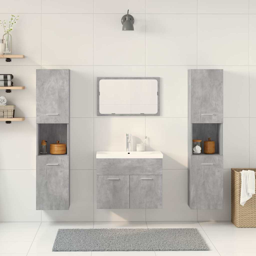 5-delige Badkamermeubelset bewerkt hout betongrijs is nu te koop bij PeponiXL, paradijselijk wonen!