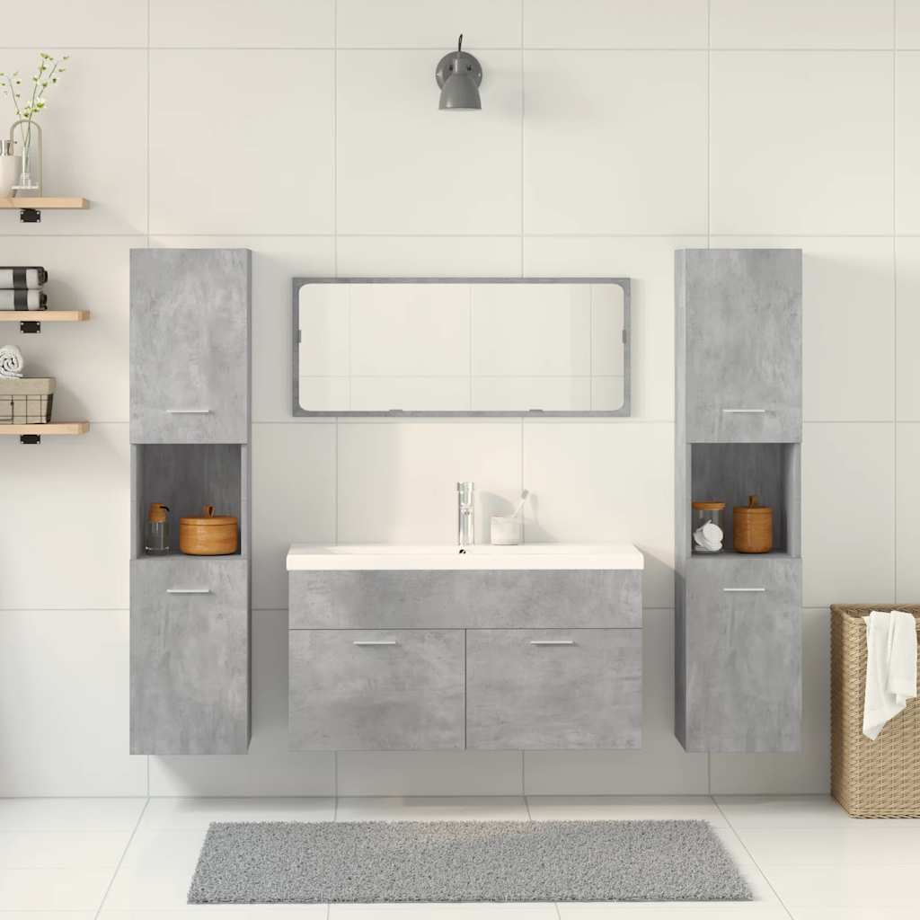 5-delige Badkamermeubelset bewerkt hout betongrijs is nu te koop bij PeponiXL, paradijselijk wonen!