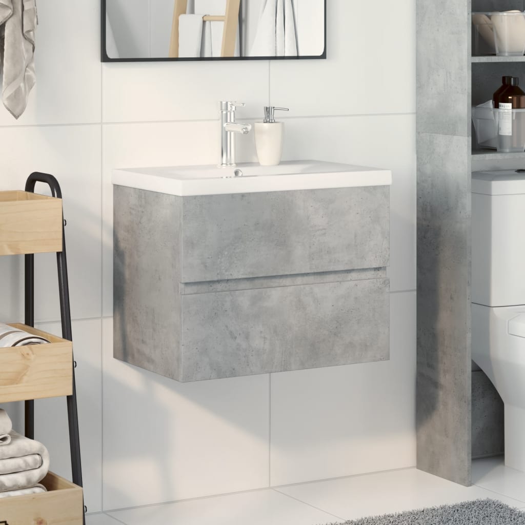 2-delige Badkamermeubelset bewerkt hout betongrijs is nu te koop bij PeponiXL, paradijselijk wonen!