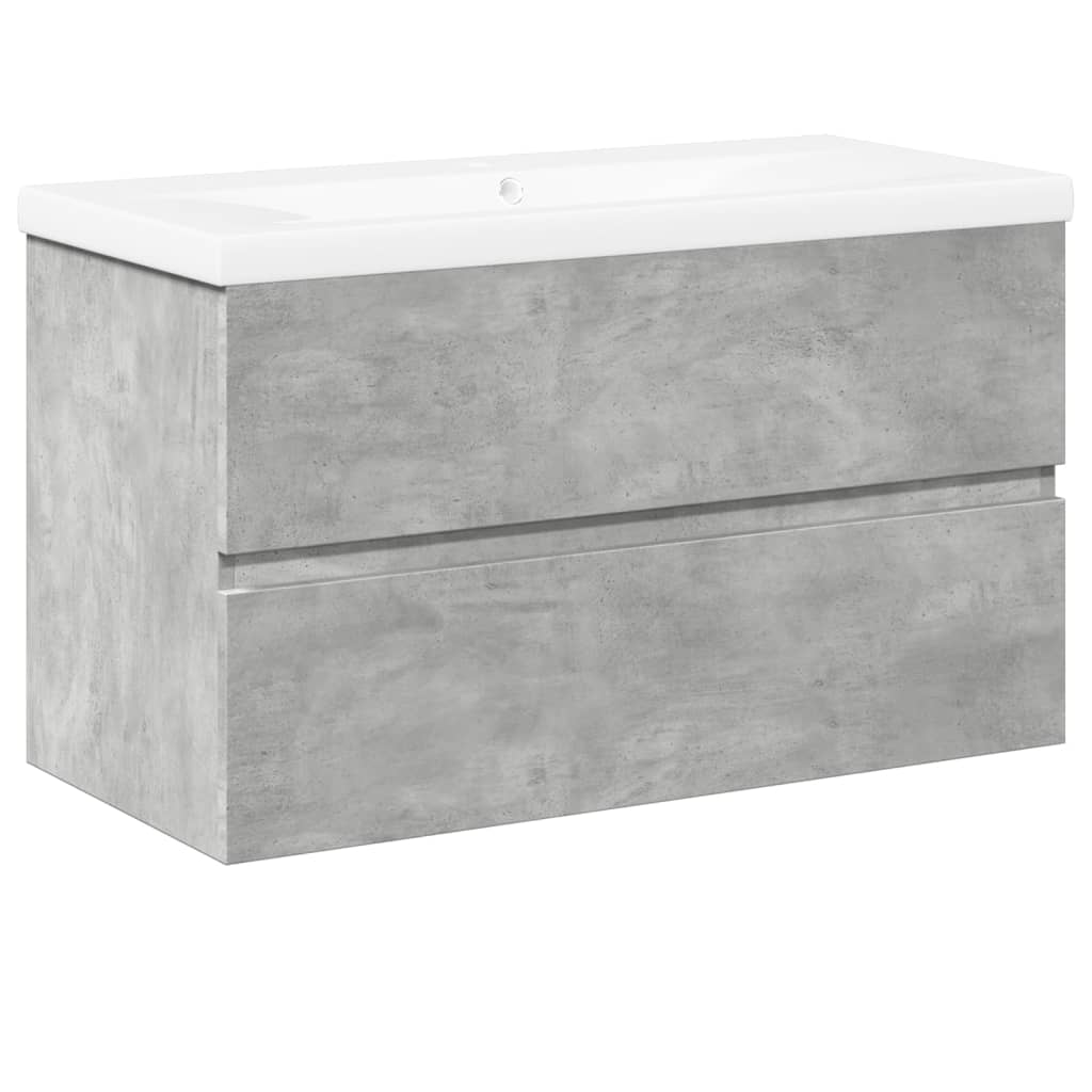 2-delige Badkamermeubelset bewerkt hout betongrijs is nu te koop bij PeponiXL, paradijselijk wonen!