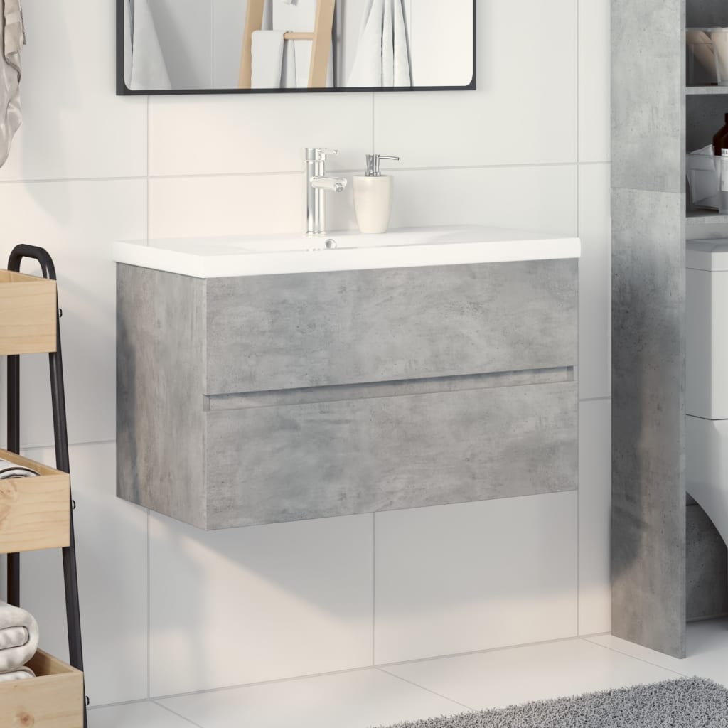 2-delige Badkamermeubelset bewerkt hout betongrijs is nu te koop bij PeponiXL, paradijselijk wonen!