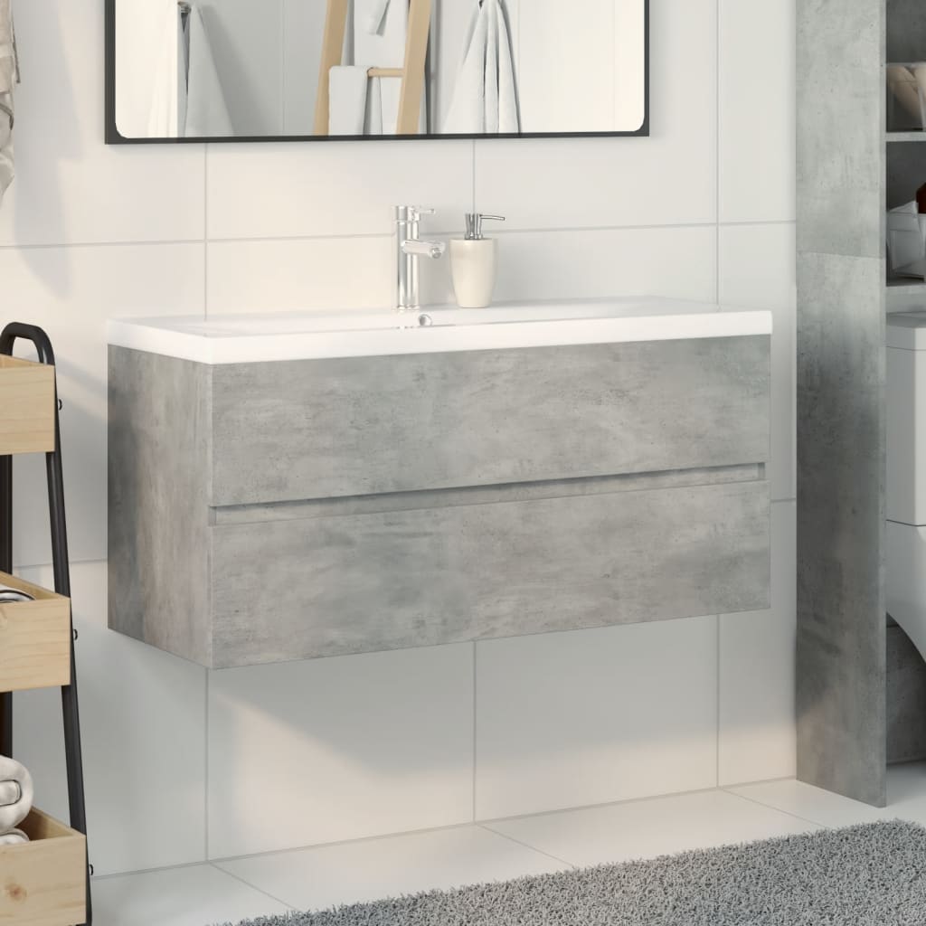 2-delige Badkamermeubelset bewerkt hout betongrijs is nu te koop bij PeponiXL, paradijselijk wonen!