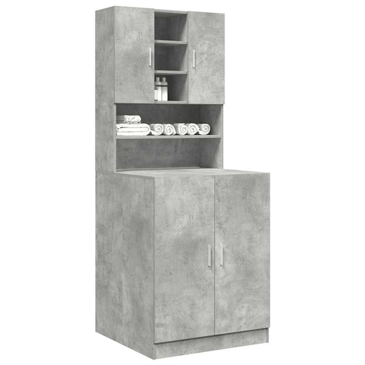 Wasmachinekasten 2 st bewerkt hout betongrijs is nu te koop bij PeponiXL, paradijselijk wonen!