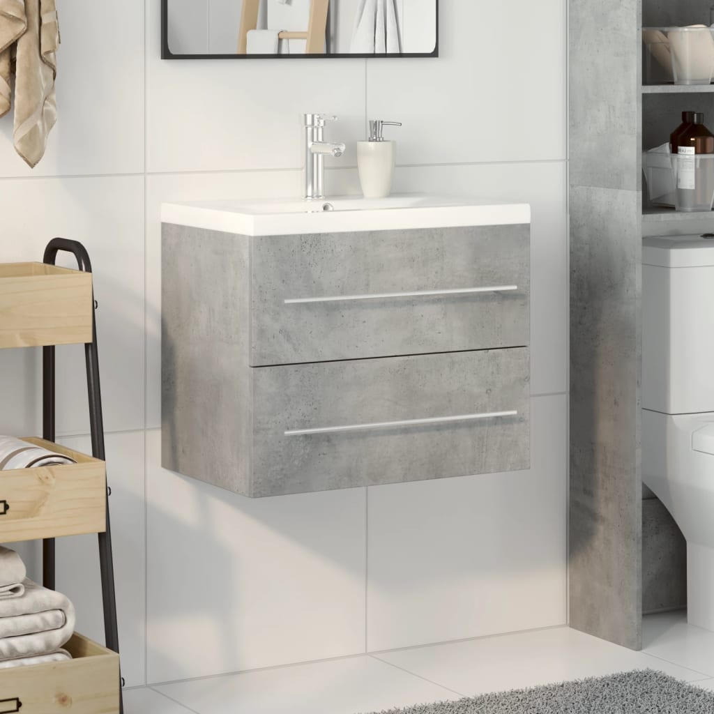 2-delige Badkamermeubelset bewerkt hout betongrijs is nu te koop bij PeponiXL, paradijselijk wonen!