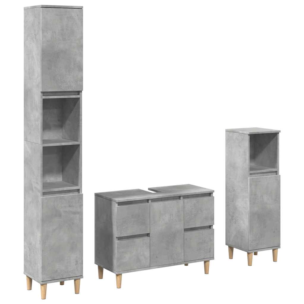 3-delige Badkamermeubelset bewerkt hout betongrijs is nu te koop bij PeponiXL, paradijselijk wonen!