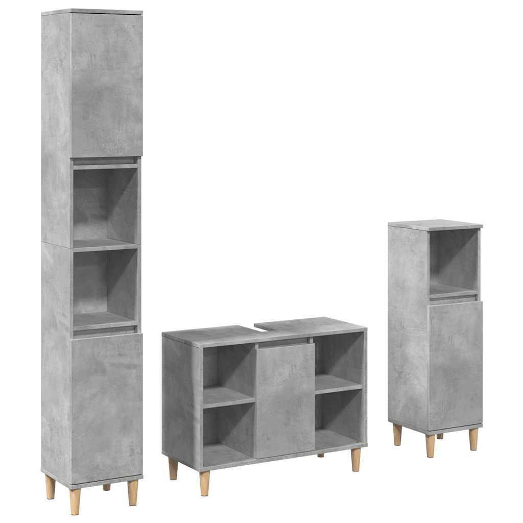 3-delige Badkamermeubelset bewerkt hout betongrijs is nu te koop bij PeponiXL, paradijselijk wonen!