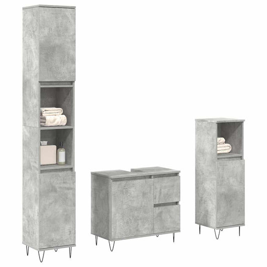 3-delige Badkamermeubelset bewerkt hout betongrijs is nu te koop bij PeponiXL, paradijselijk wonen!